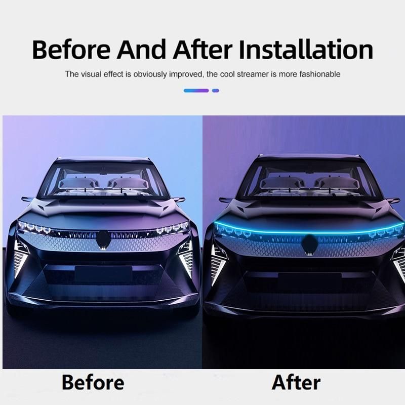 Scan Lighting Car Hood Light Strip Daytime Running Lamp Waterproof Auto Diy Cutter Lights Decorative Ambient Neon Lamp 12v