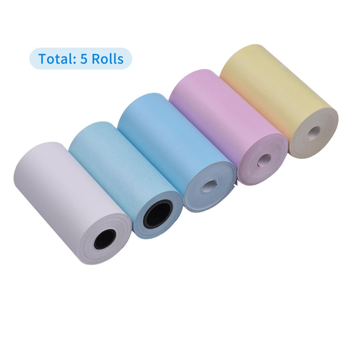 5pcs Color Thermal Paper Roll Set 57x30mm/2.17x1.18in Photo Picture Receipt Memo Printing Compatible with Peripage/Paperang Pocket Printer Instant Photo Printer