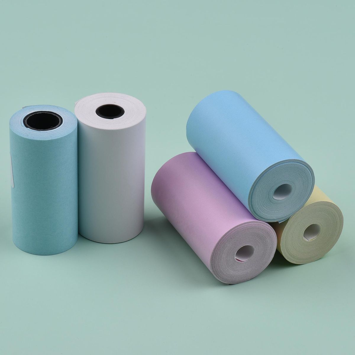 5pcs Color Thermal Paper Roll Set 57x30mm/2.17x1.18in Photo Picture Receipt Memo Printing Compatible with Peripage/Paperang Pocket Printer Instant Photo Printer