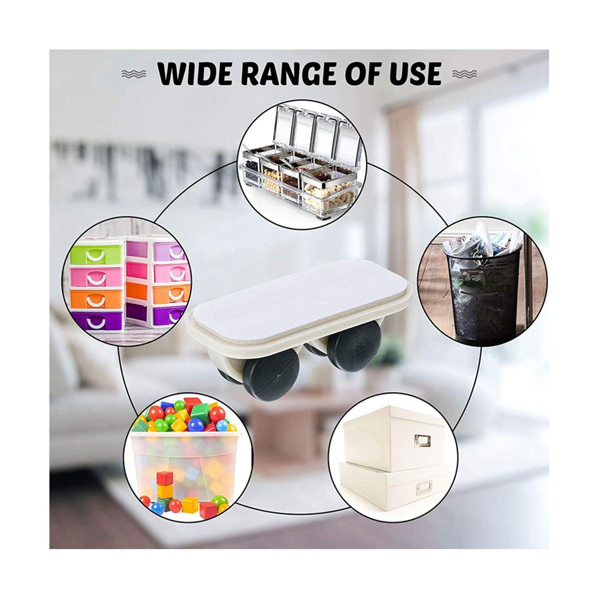30Pcs Self Adhesive Wheels Caster Cart on Wheels Boxes Caster Small Caster Paste Plastic Wheel Sticky Caster