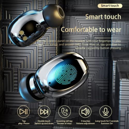 Fingerprint Bluetooth Earbuds With Digital Display