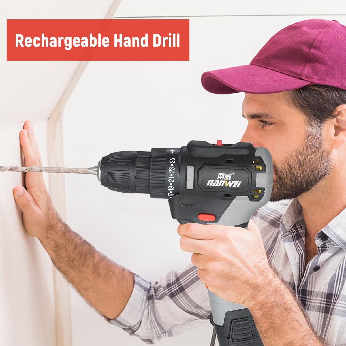 Brushless Lithium Electric Drill Two-speed Rechargeable Drill Household Electric Hand Drill Portable Drill