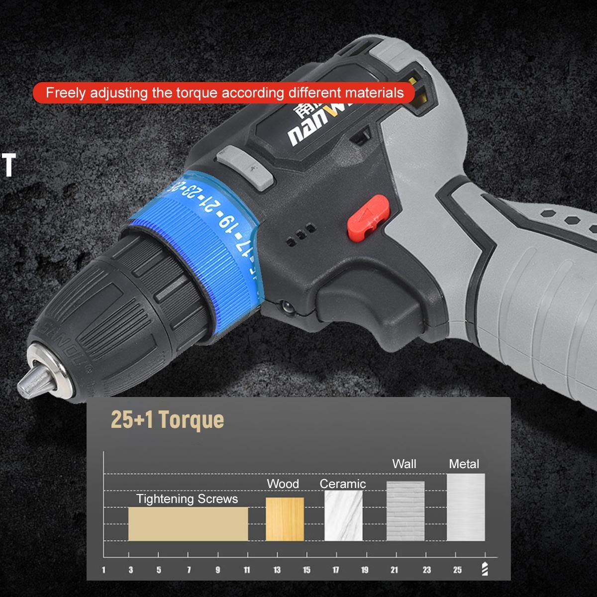 Brushless Lithium Electric Drill Two-speed Rechargeable Drill Household Electric Hand Drill Portable Drill