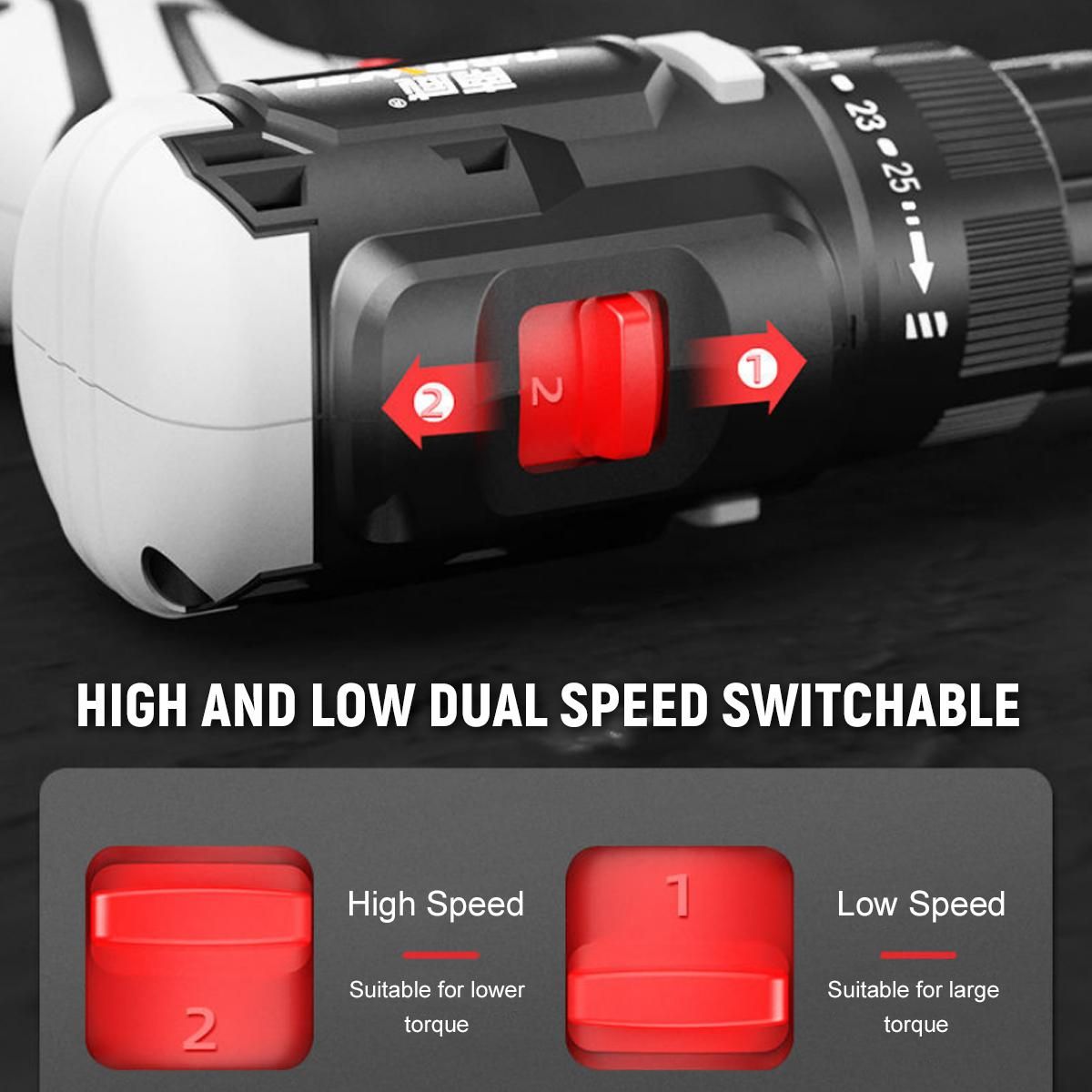 Brushless Lithium Electric Drill Two-speed Rechargeable Drill Household Electric Hand Drill Portable Drill