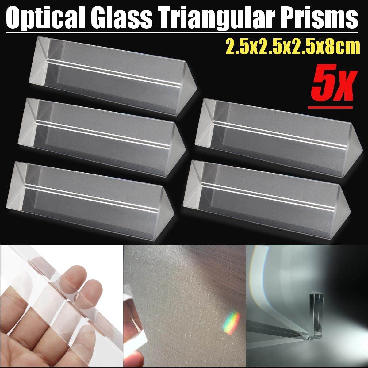 5Pcs New Optical Glass Triangular Prism For Physics Light Lamp Spectrum Home Decor