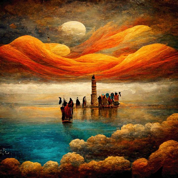 Colorful Sky Island Wall Art Frame Canvas