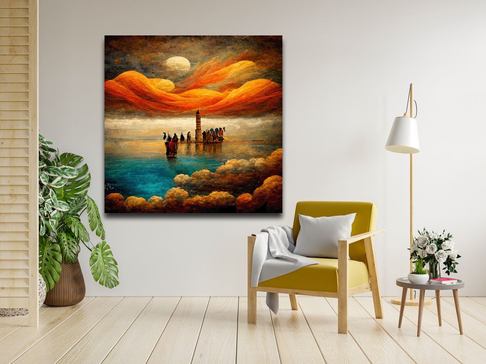 Colorful Sky Island Wall Art Frame Canvas
