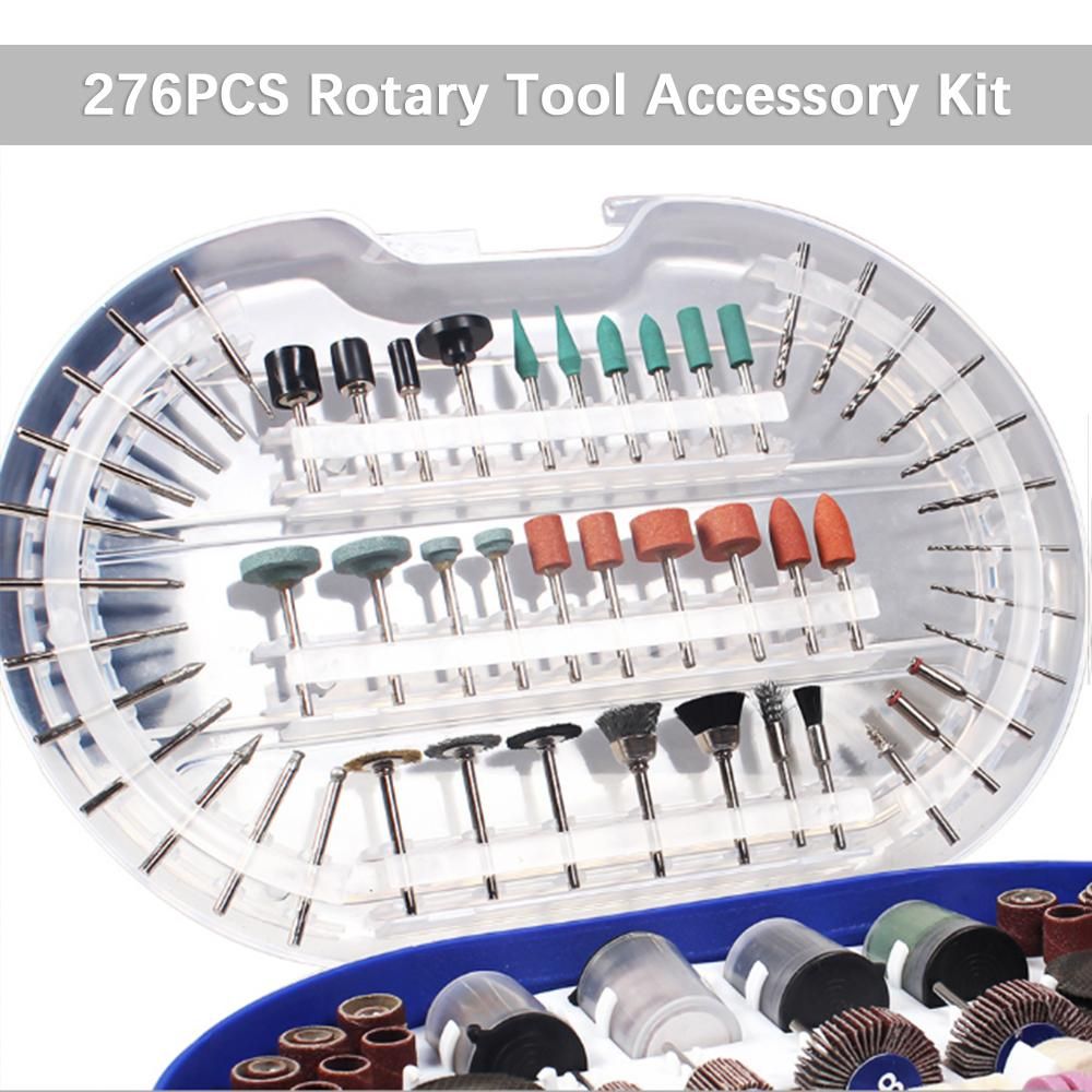 Electric Grinding Accessories Set 276PC Consumables Rotary Tools Accessories Kit Anticrash Foam Box Used for Cutting Drill Sand Disc Polishing Grinding Engraving Sharpening and Engraving