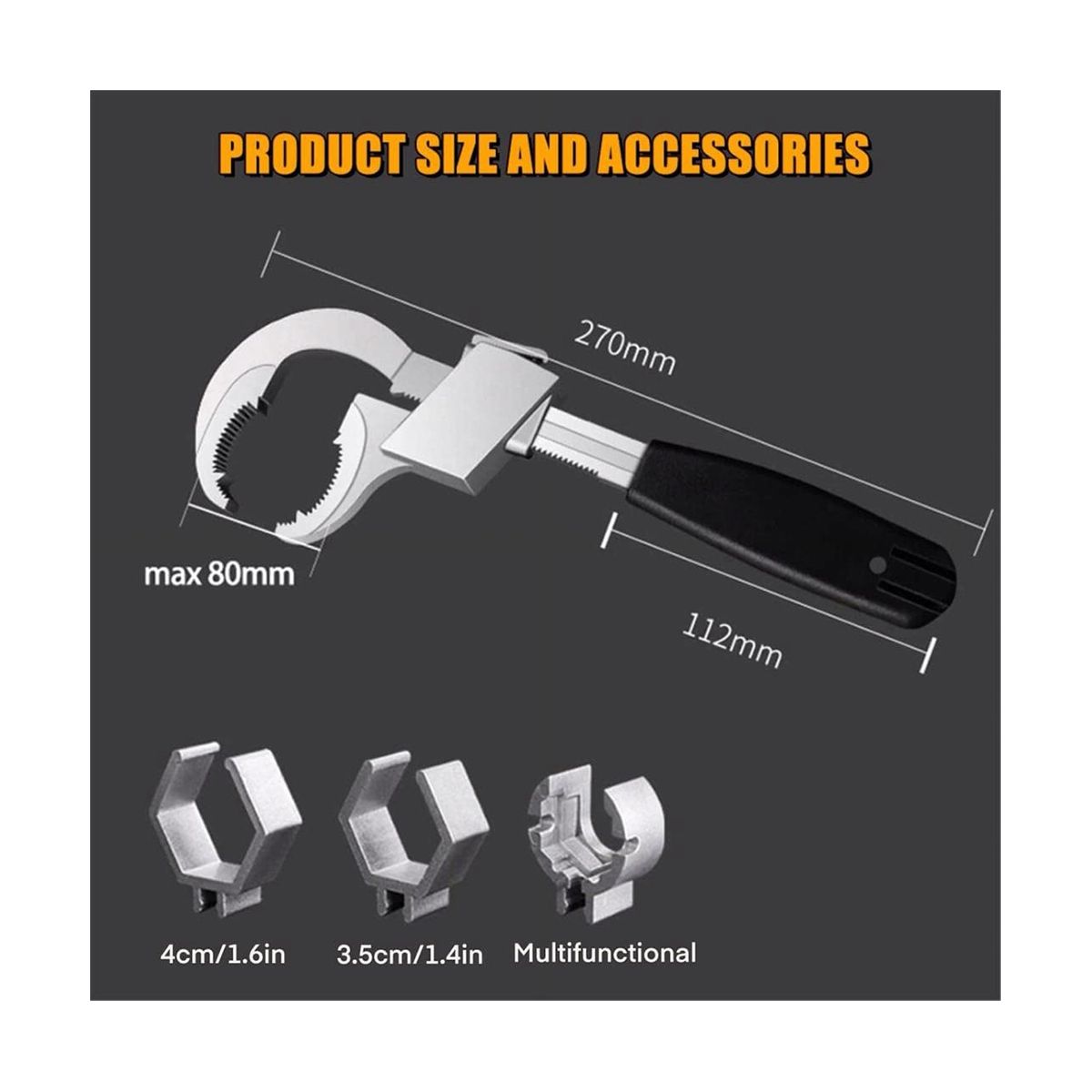 Universal Adjustable Double-Ended Wrench, Multifunctional Ba