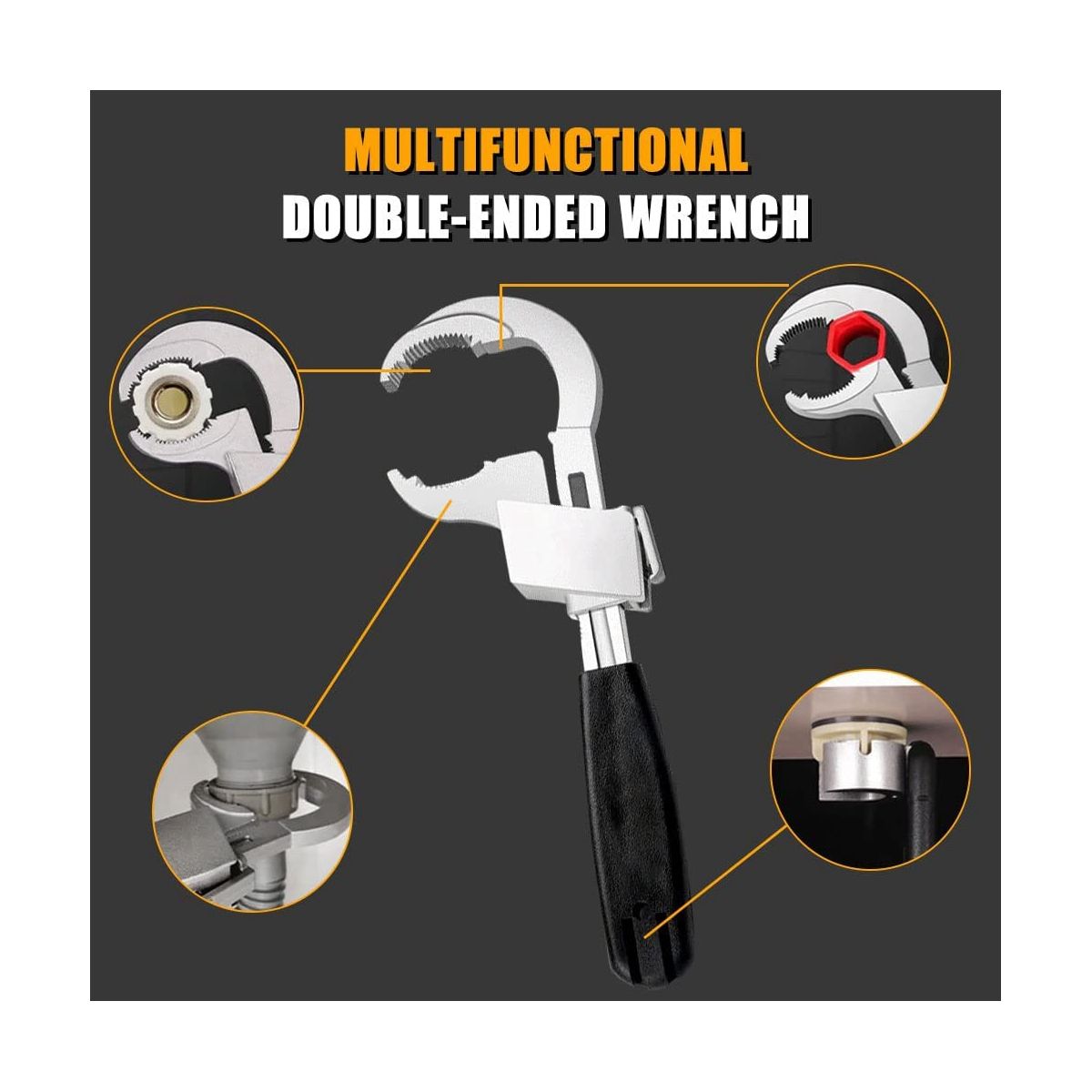 Universal Adjustable Double-Ended Wrench, Multifunctional Ba