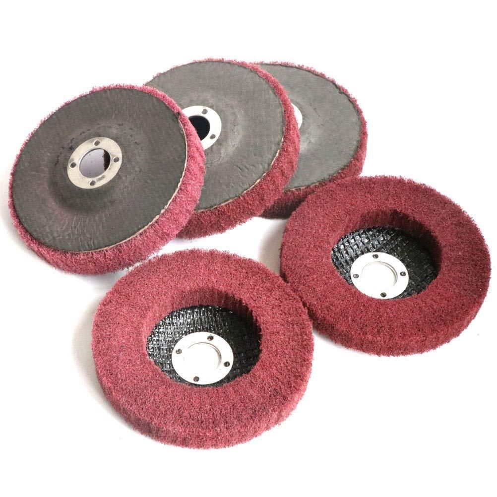 5Pcs 4 Inch Nylon Fiber Flap Disc Polishing Grinding Wheel,Scouring Pad Buffing Wheel for Angle Grinder