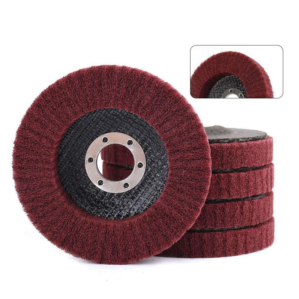 5Pcs 4 Inch Nylon Fiber Flap Disc Polishing Grinding Wheel,Scouring Pad Buffing Wheel for Angle Grinder