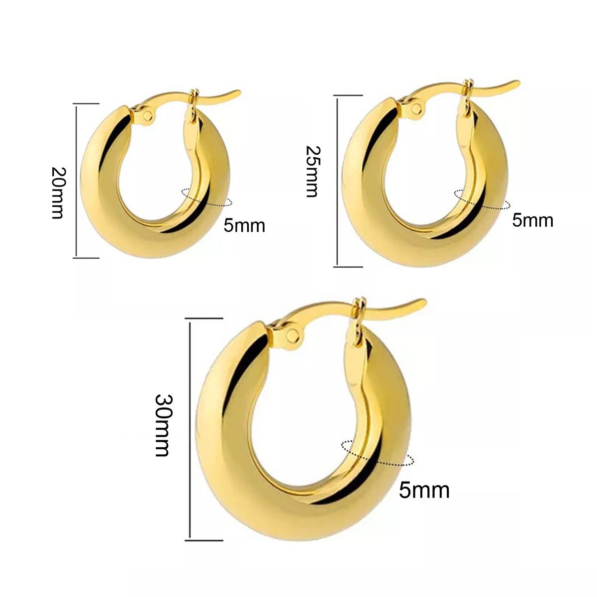 1 Pair Women Hoop Earrings Round Thicken Exaggerated All-