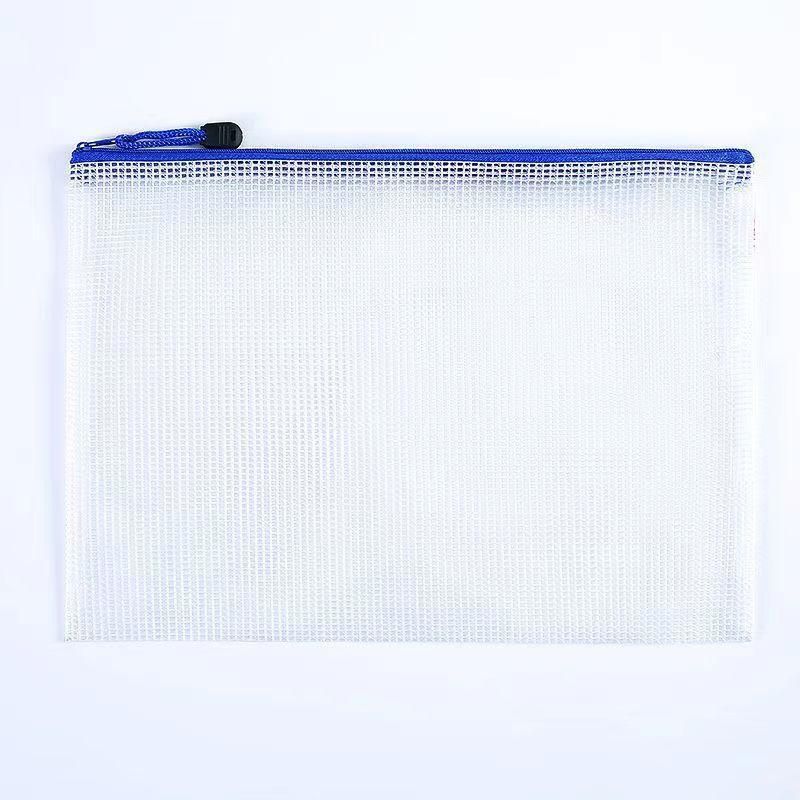 2-PCS Transparent File Bag PVC Mesh Zipper Bag A4 Information Bag