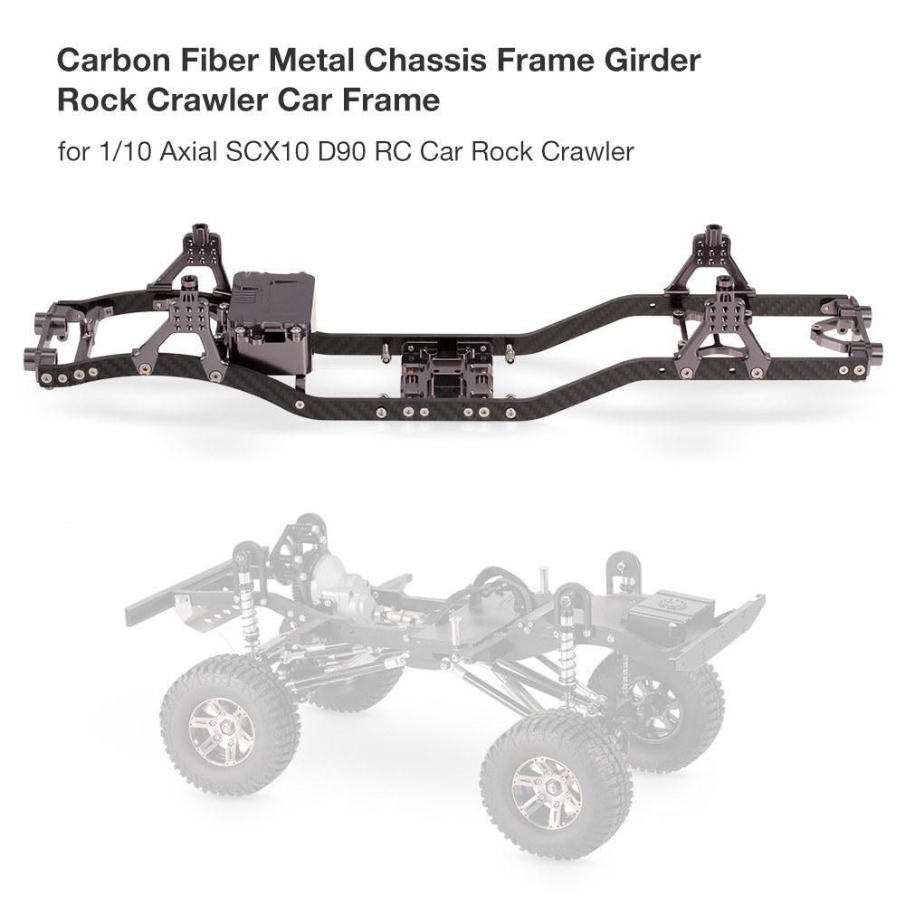 Carbon Fiber and Metal Chassis Frame Girder RC Car Frame for 1/10 Axial SCX10 D90 RC Car Rock Crawler