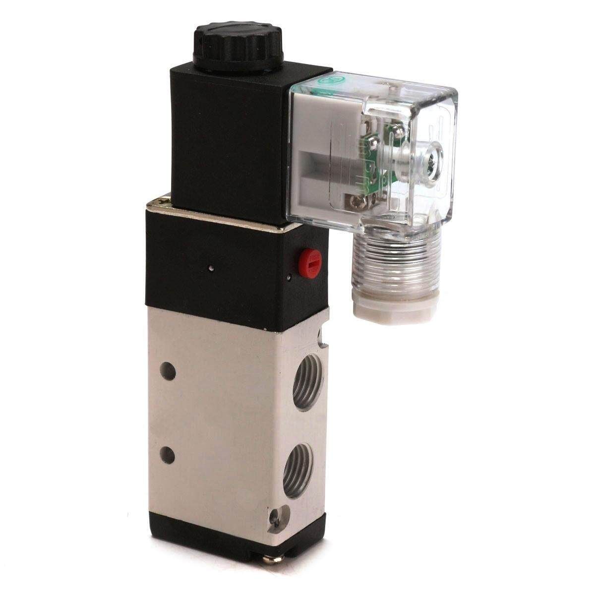 12V 5 Way 2 Position Pneumatic Control Aluminum Electric Solenoid Air Valve