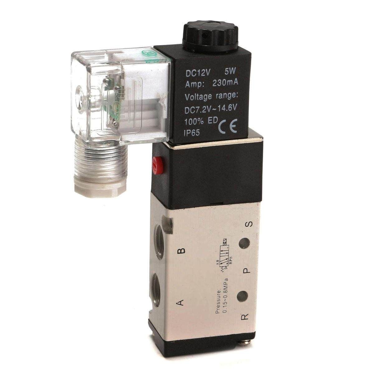 12V 5 Way 2 Position Pneumatic Control Aluminum Electric Solenoid Air Valve