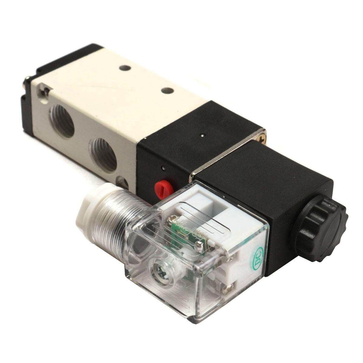 12V 5 Way 2 Position Pneumatic Control Aluminum Electric Solenoid Air Valve