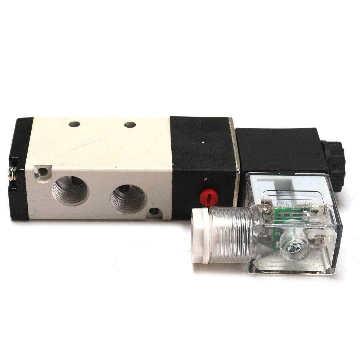 12V 5 Way 2 Position Pneumatic Control Aluminum Electric Solenoid Air Valve