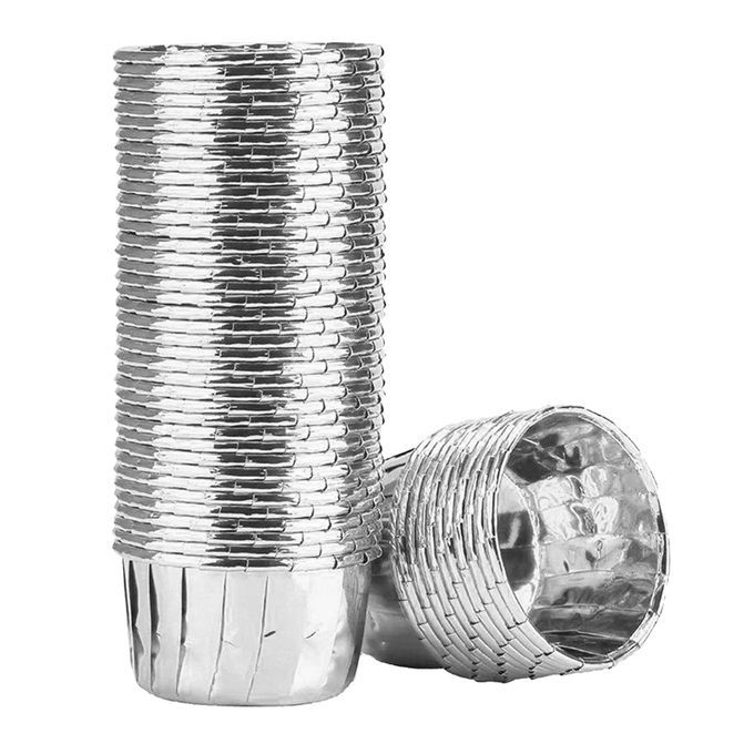 50x Foil Cup Cake Cases Cupcake Muffin Paper Baking Cups Silver