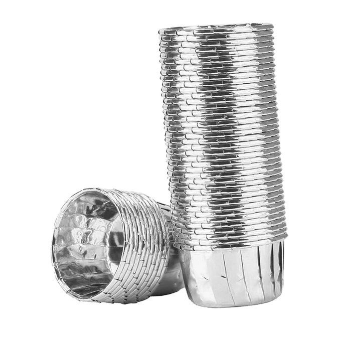 50x Foil Cup Cake Cases Cupcake Muffin Paper Baking Cups Silver