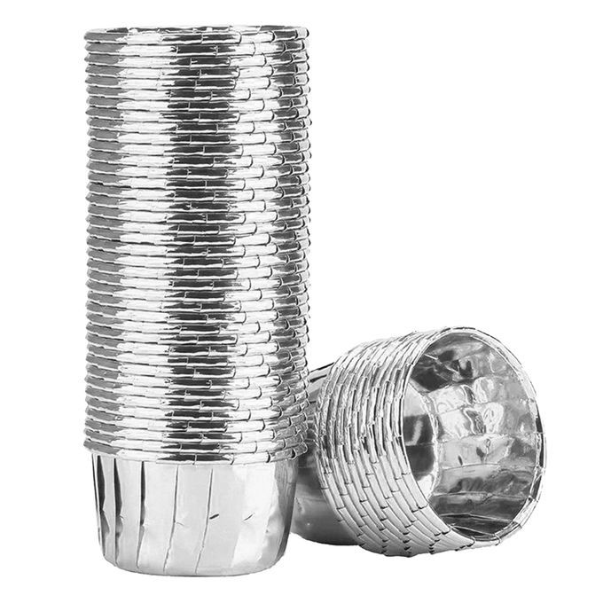 50x Foil Cup Cake Cases Cupcake Muffin Paper Baking Cups Silver