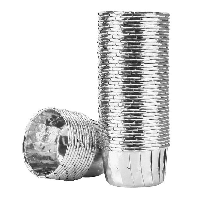 50x Foil Cup Cake Cases Cupcake Muffin Paper Baking Cups Silver