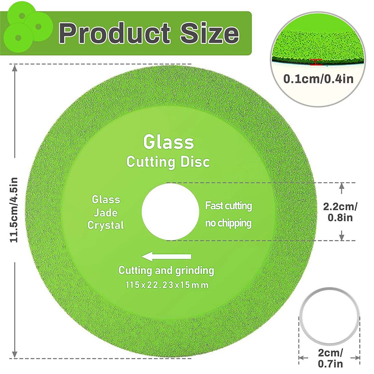 4.5in Glass Cutting Disc for Angle Grinder,3PCS