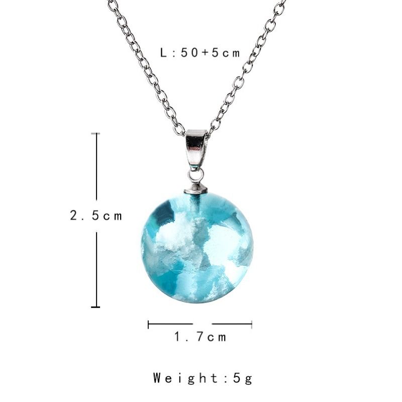 Silver White Clouds & Blue Sky Silver Necklace