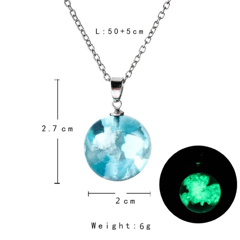 Silver White Clouds & Blue Sky Silver Necklace