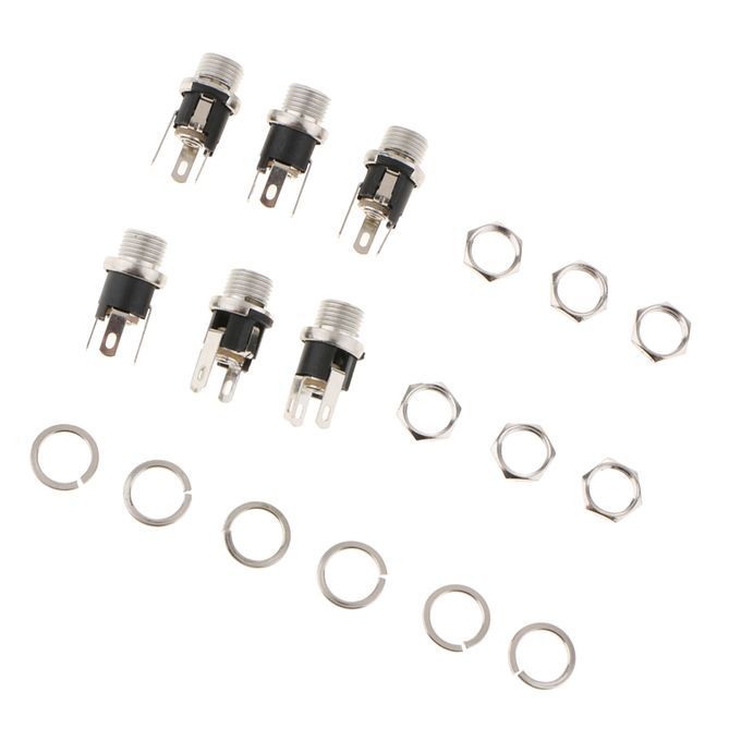 6Pieces DC Power Jack Socket Female Panel Mount Connector 5.5 X 2.1 Mm