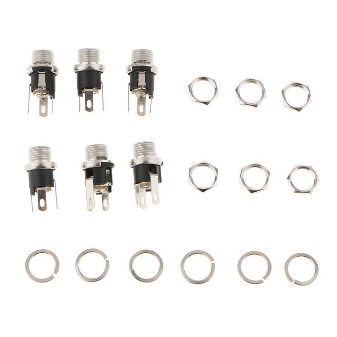 6Pieces DC Power Jack Socket Female Panel Mount Connector 5.5 X 2.1 Mm