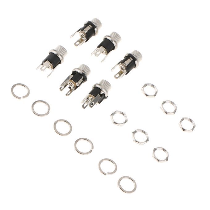 6Pieces DC Power Jack Socket Female Panel Mount Connector 5.5 X 2.1 Mm