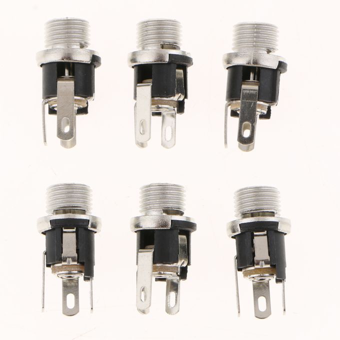 6Pieces DC Power Jack Socket Female Panel Mount Connector 5.5 X 2.1 Mm
