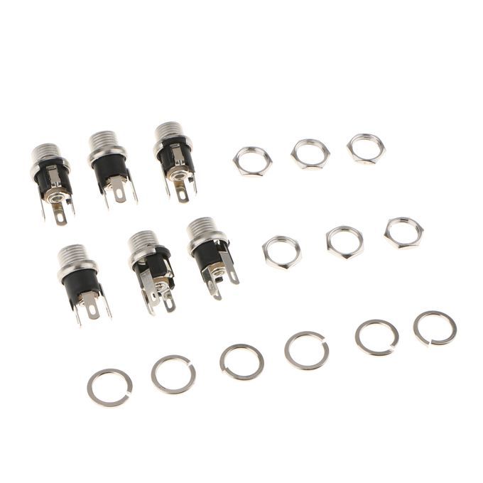 6Pieces DC Power Jack Socket Female Panel Mount Connector 5.5 X 2.1 Mm
