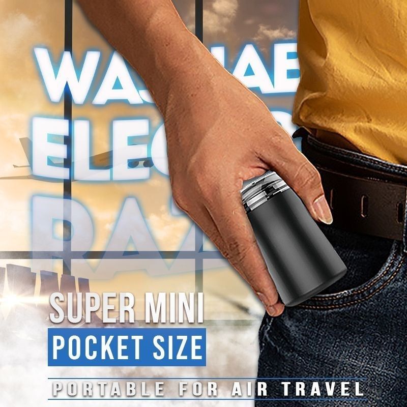 Pocket Size Washable Electric  Portable Safety 3 Head Mini  Rechargeable Men  Machine Shaving Beard Tools-Black