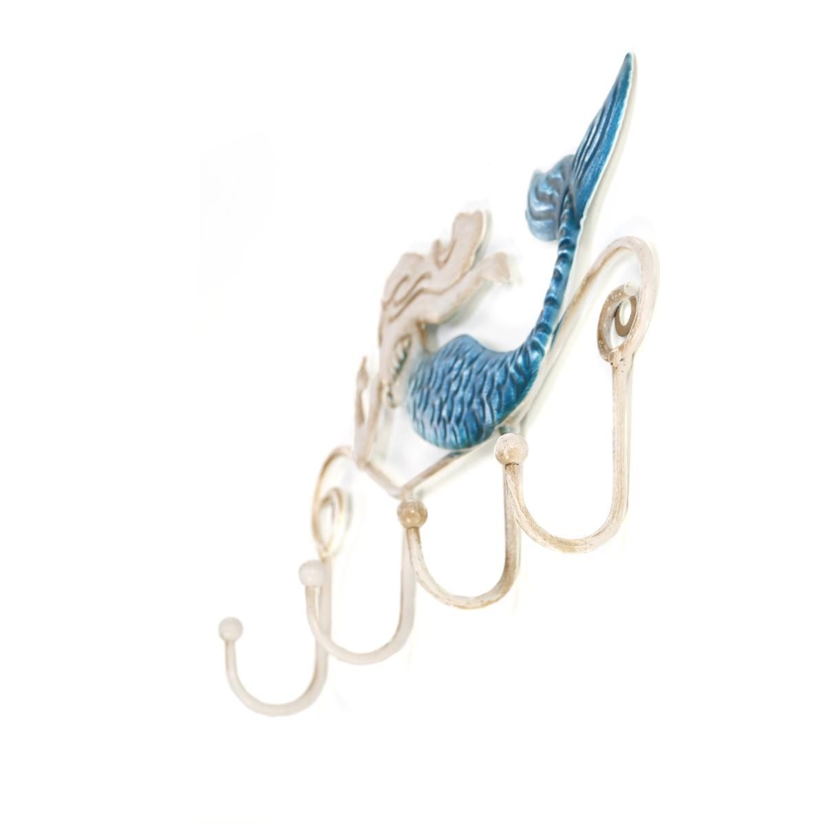 Tooarts Iron Mermaid Wall Hanger Iron Wall Hook 4 Hooks for Coats Towels Bags Wall Mount Clothes Holder Screws Included