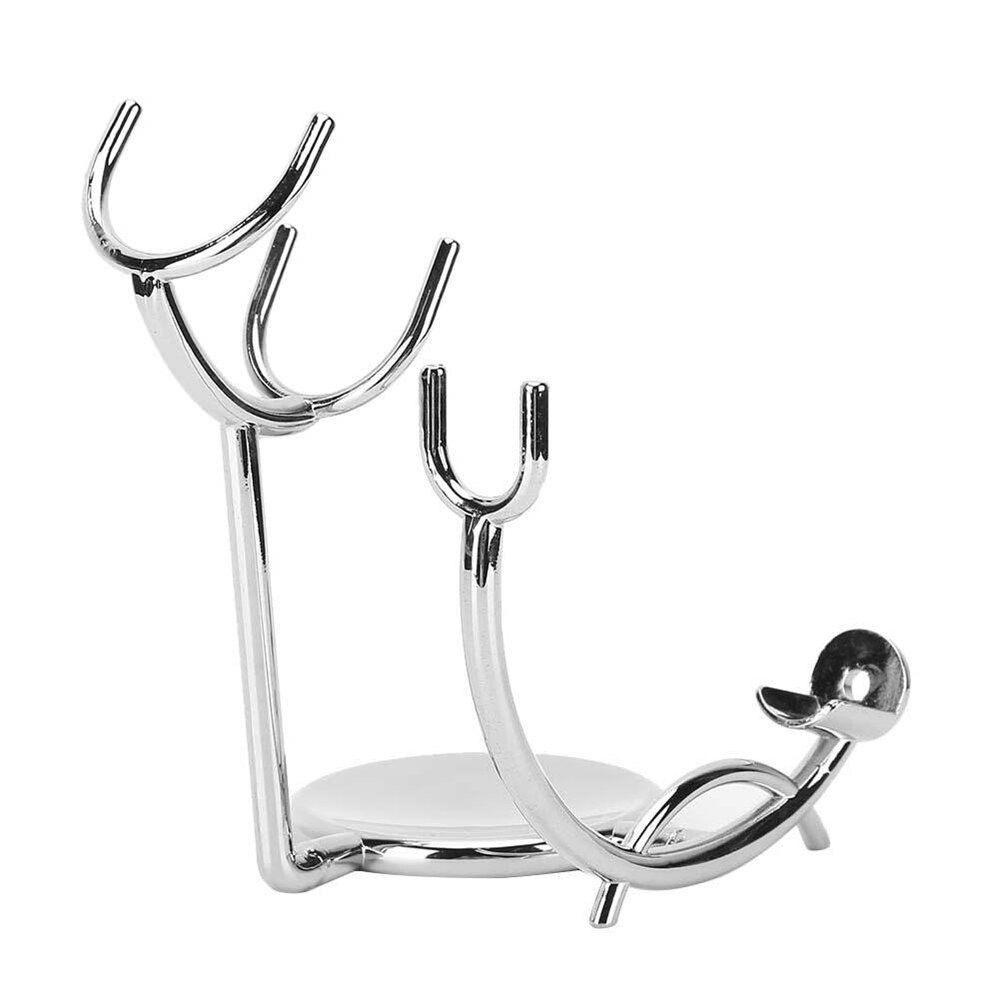 Manual  Holder Brush Soap Bowl Stand Multifunction Shaving Depilation Tools Metal Storage Rack Bathroom Supplies-Silver