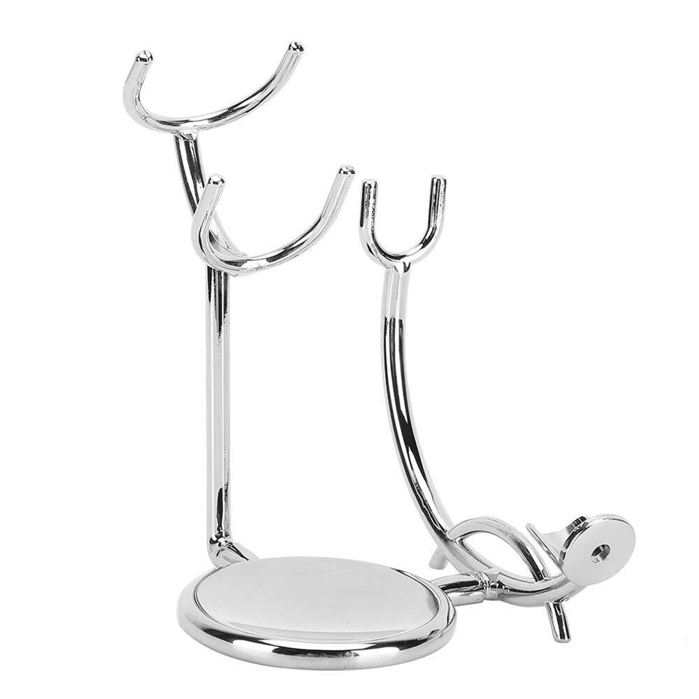 Manual  Holder Brush Soap Bowl Stand Multifunction Shaving Depilation Tools Metal Storage Rack Bathroom Supplies-Silver