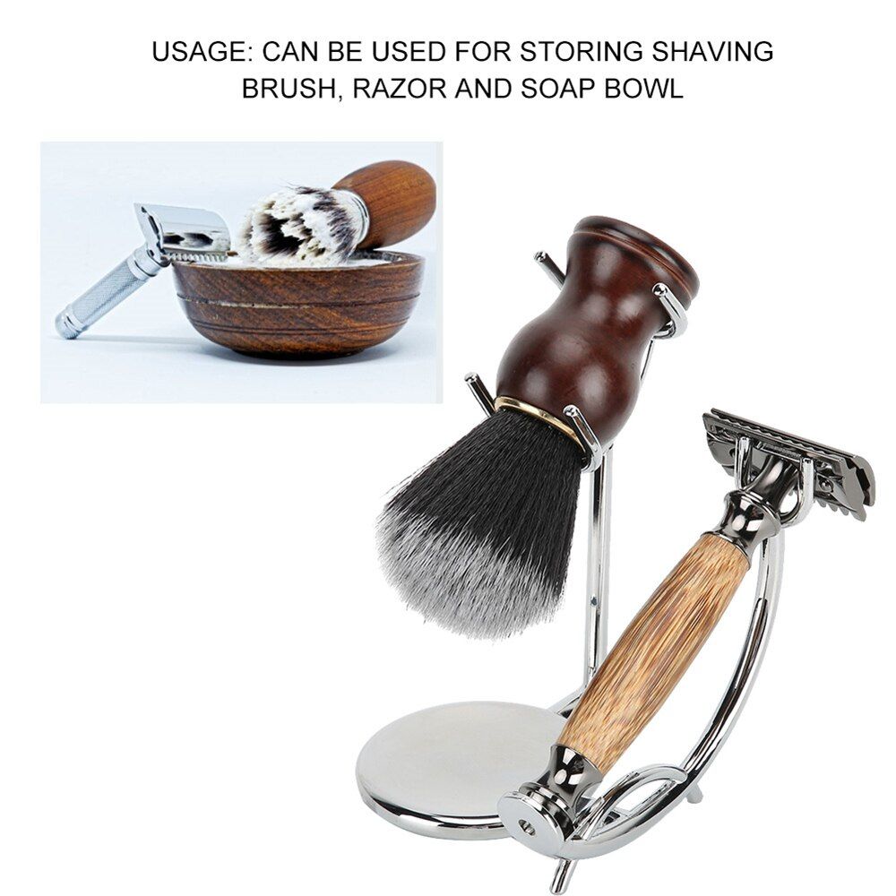 Manual  Holder Brush Soap Bowl Stand Multifunction Shaving Depilation Tools Metal Storage Rack Bathroom Supplies-Silver