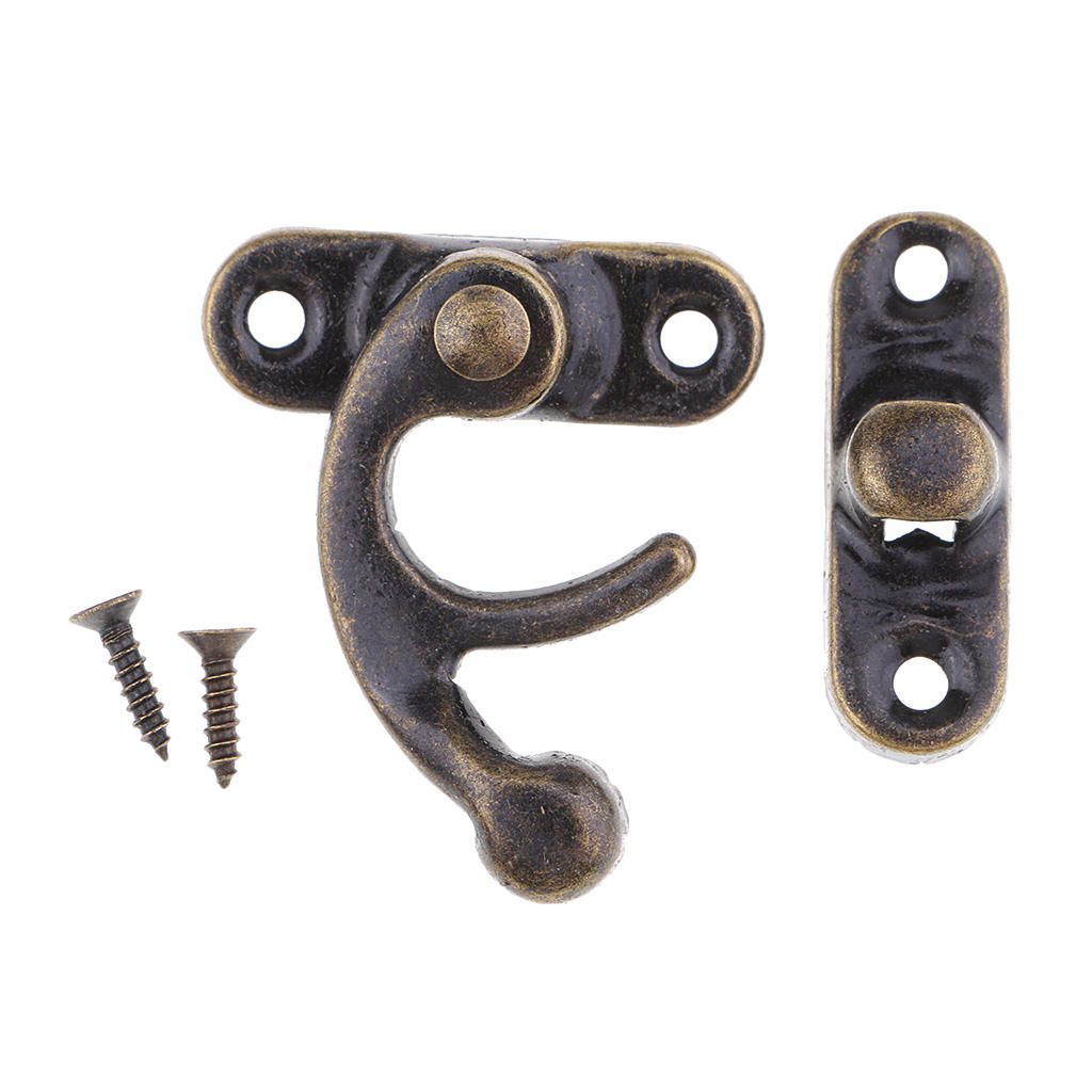 20 Sets Antique Cabinet Wooden Jewelry Box Hasp Latch Hook With Screws