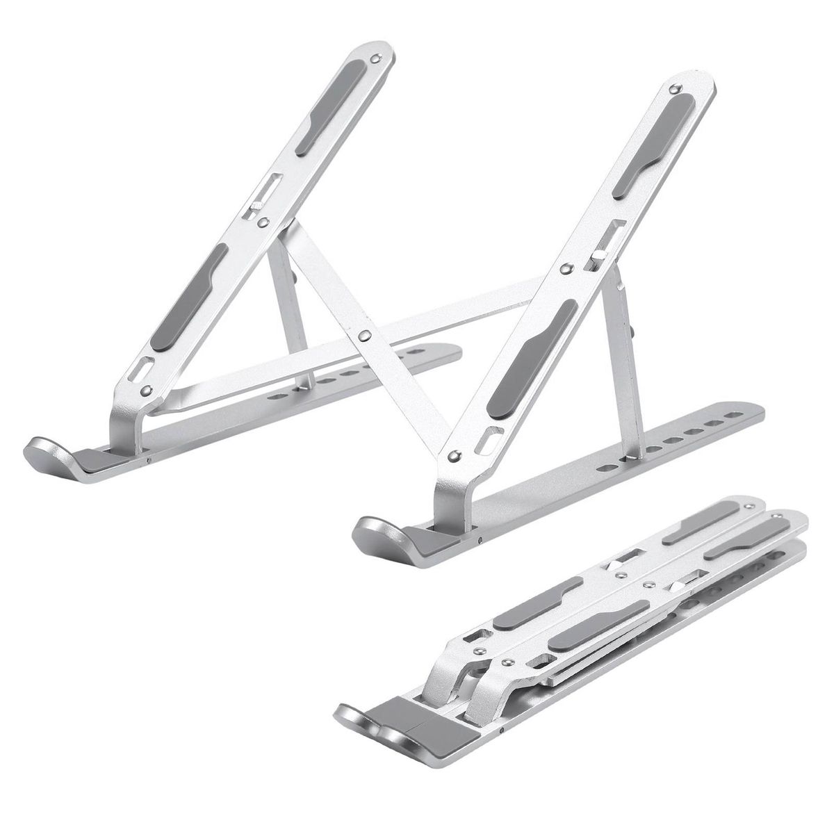 7-gear Adjustable Laptop Stand Portable Folding Aluminum Alloy Non-slip Laptop Tablet Bracket Stable Structure Silver