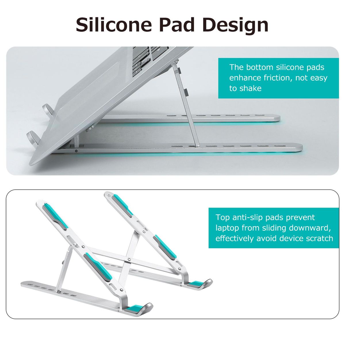 7-gear Adjustable Laptop Stand Portable Folding Aluminum Alloy Non-slip Laptop Tablet Bracket Stable Structure Silver