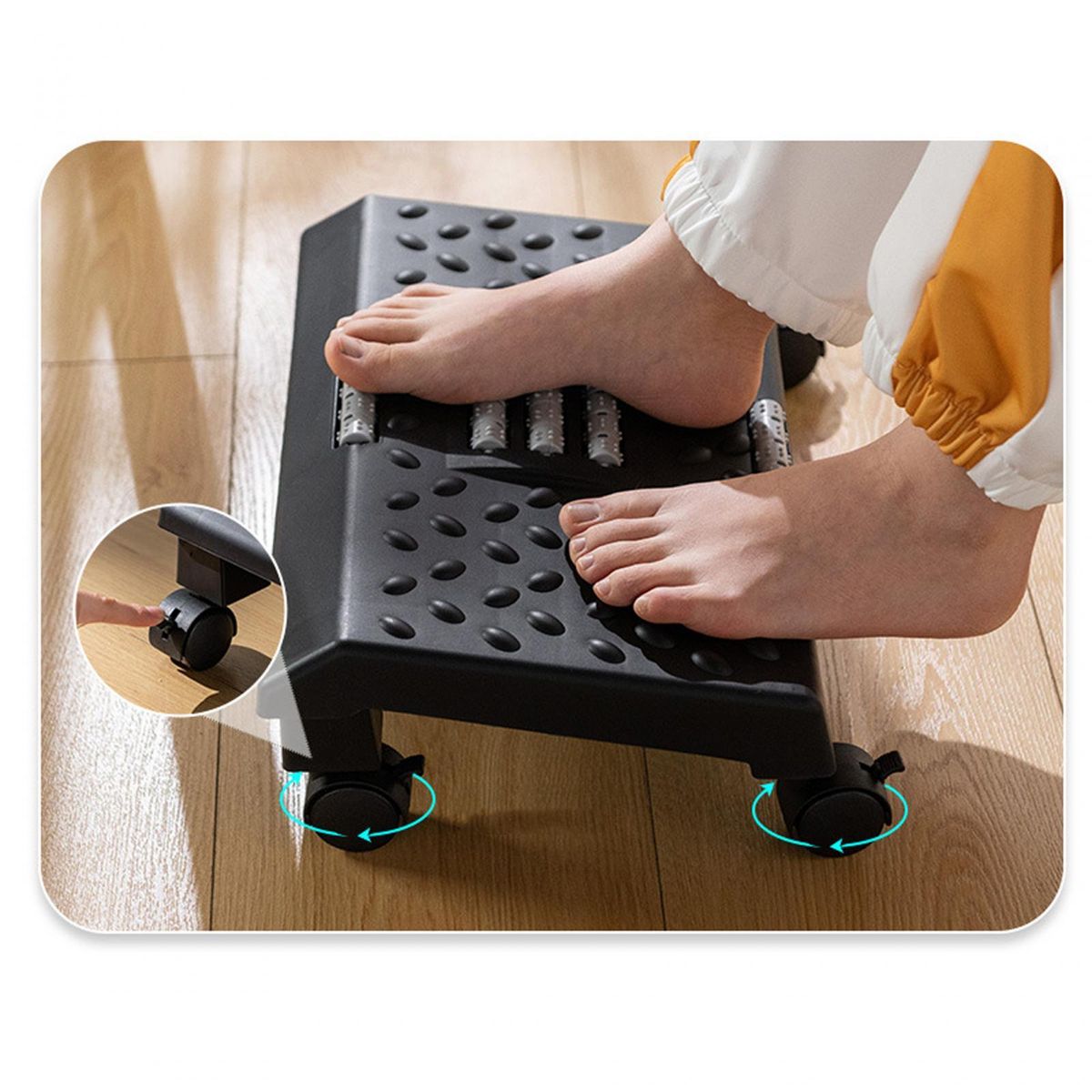 Under Desk Foot Rest With Massage Texture And Roller Comfort For
