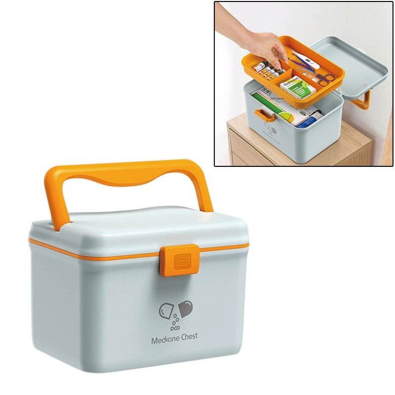 Mini Household Plastic Portable Medicine Storage Box, Size:21x15x15.3cm(Blue)