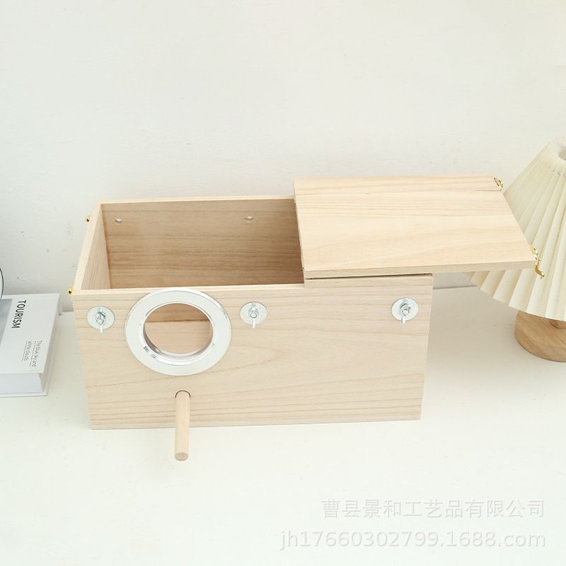 Horizontal Parrot Breeding Box Outdoor Solid Wood Hanging