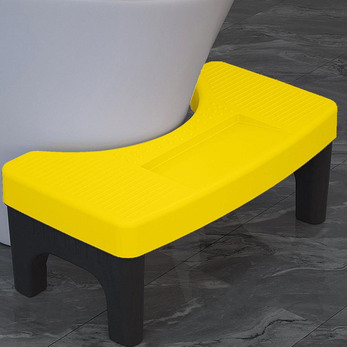 Non-slip Toilet Footstool Squatease Portable Non-slip Toilet for Ages Black and Yellow