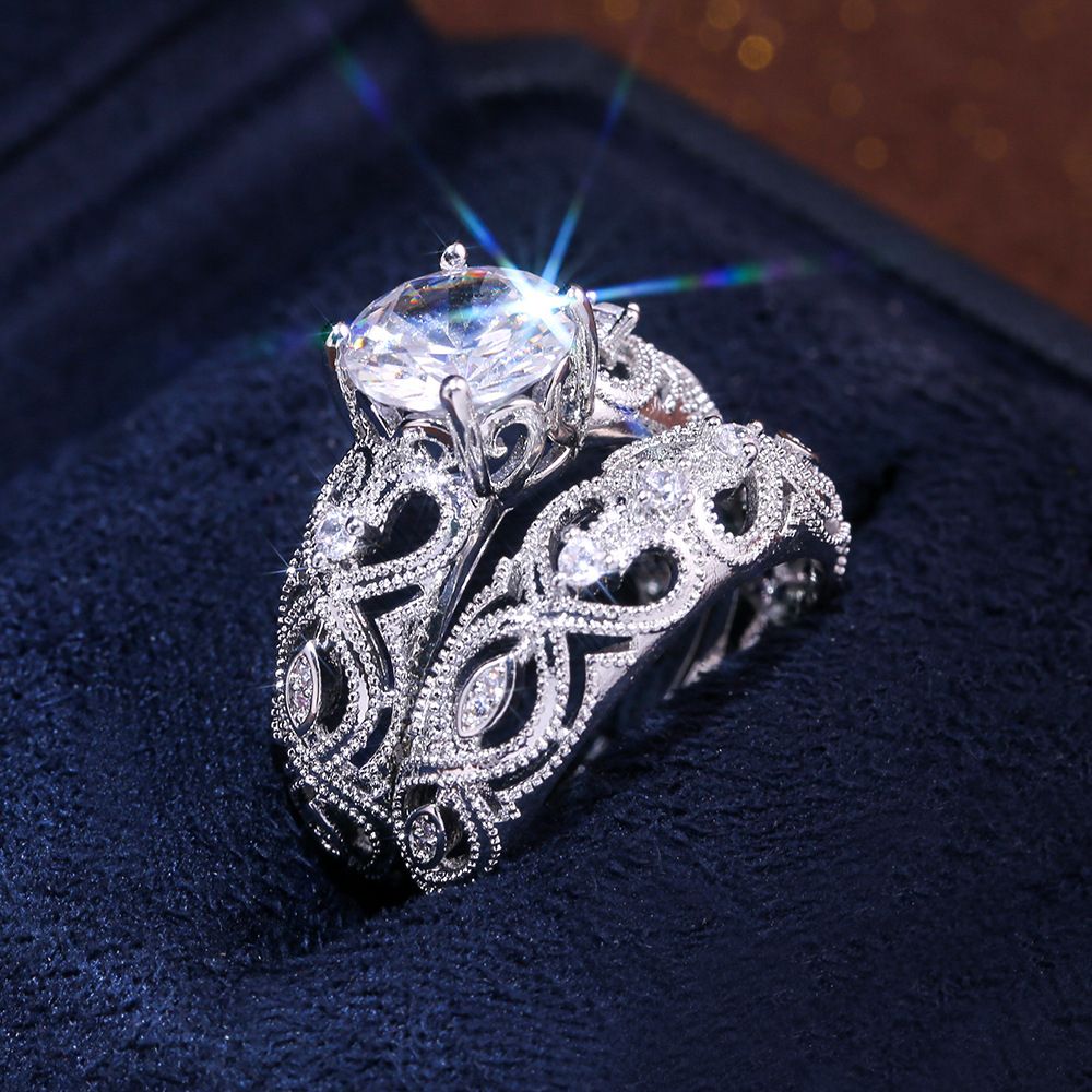 Love Diamond Engagement Ring Silver+ring Box