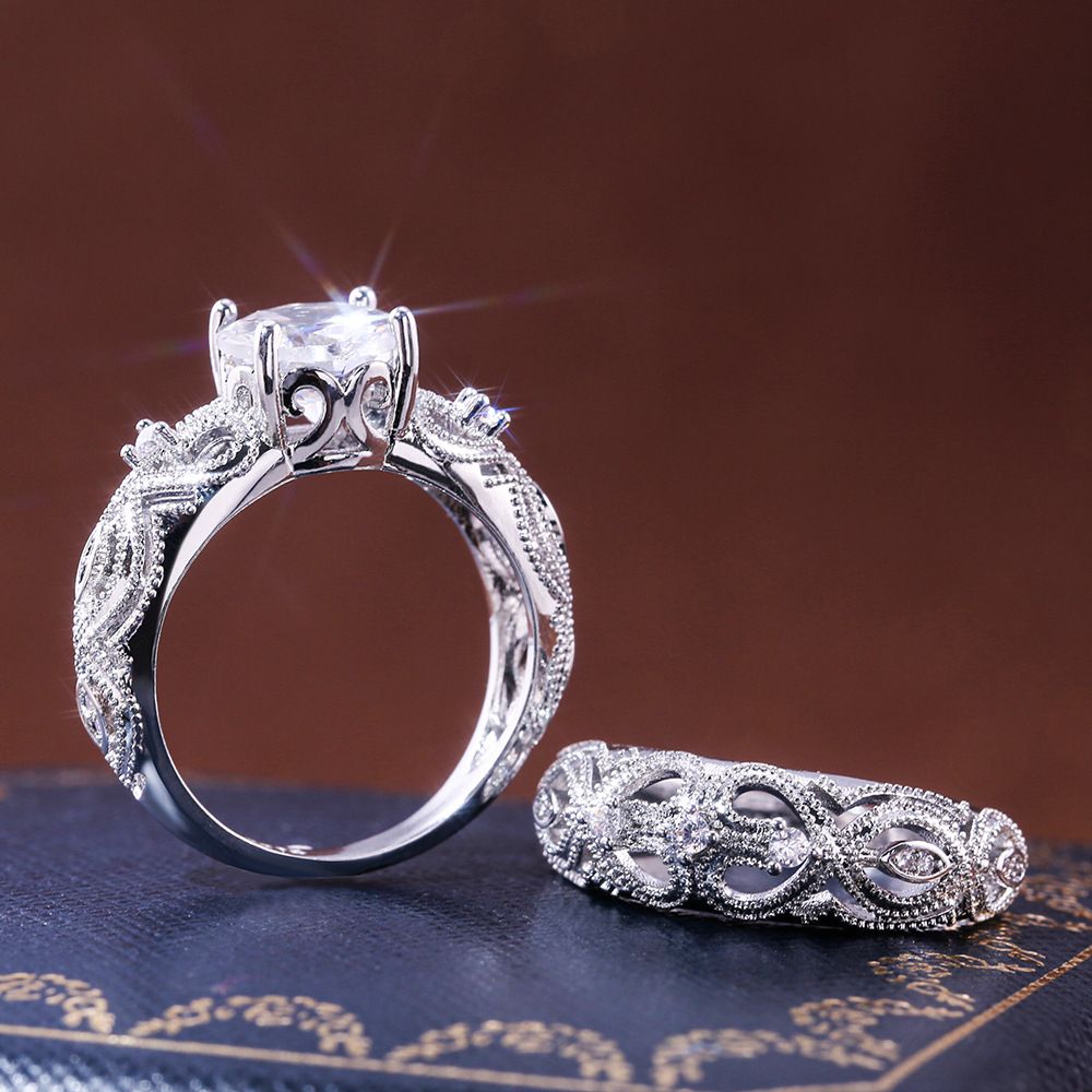 Love Diamond Engagement Ring Silver+ring Box
