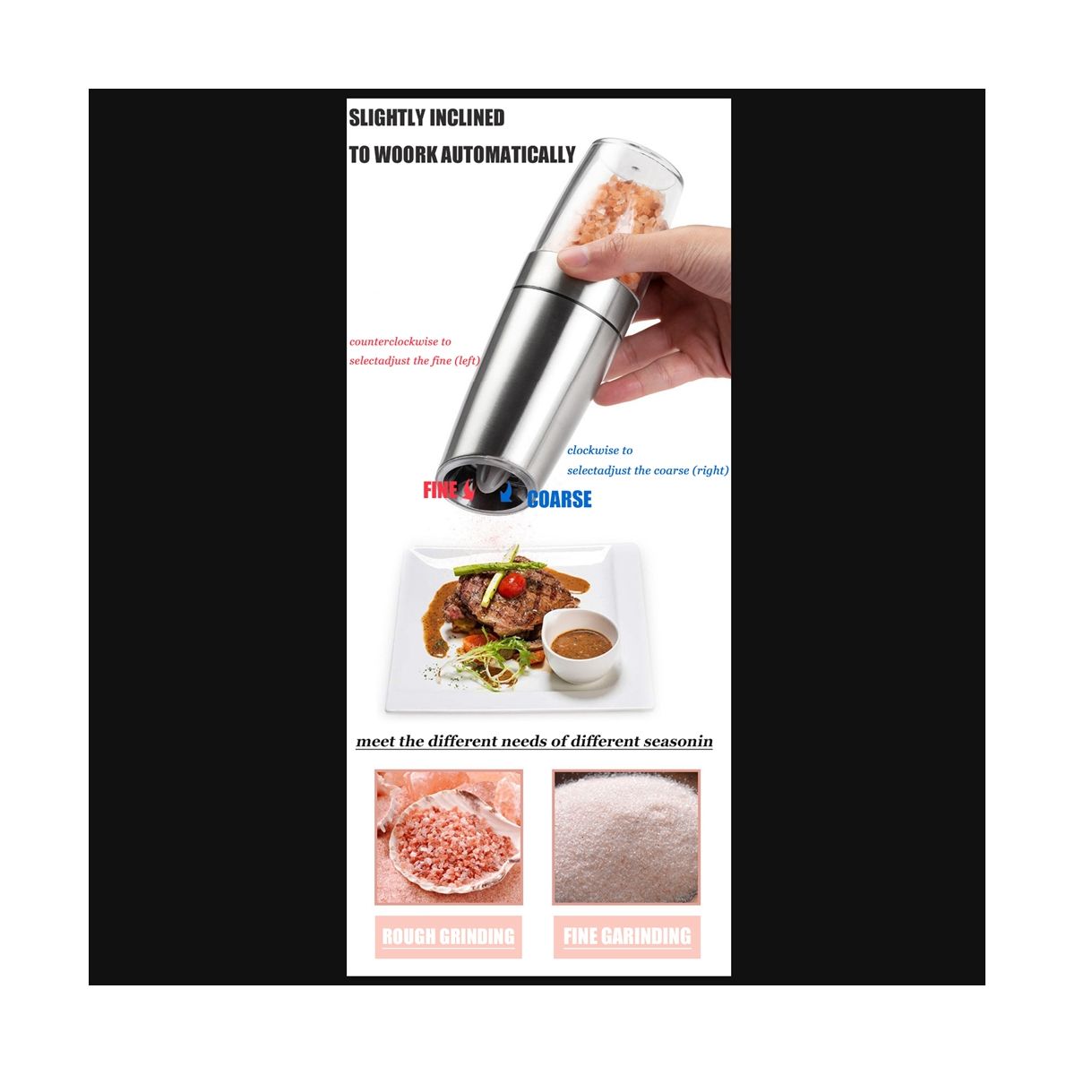 Electric Pepper Grinder Automatic Gravity Induction Salt